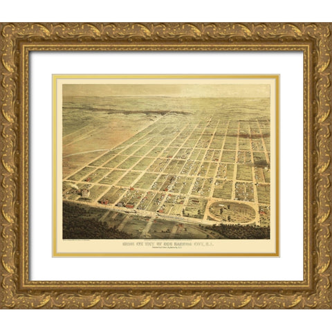 Egg Harbor City New Jersey - Scheu 1865  Gold Ornate Wood Framed Art Print with Double Matting by Scheu