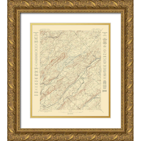 Hackettstown New Jersey Sheet - USGS 1898 Gold Ornate Wood Framed Art Print with Double Matting by USGS