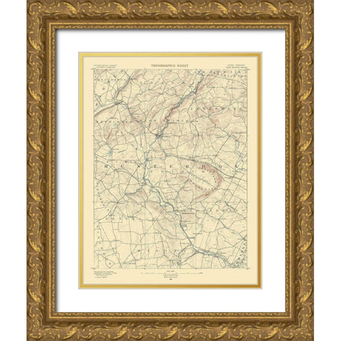 High Bridge New Jersey Quad - USGS 1890 Gold Ornate Wood Framed Art Print with Double Matting by USGS