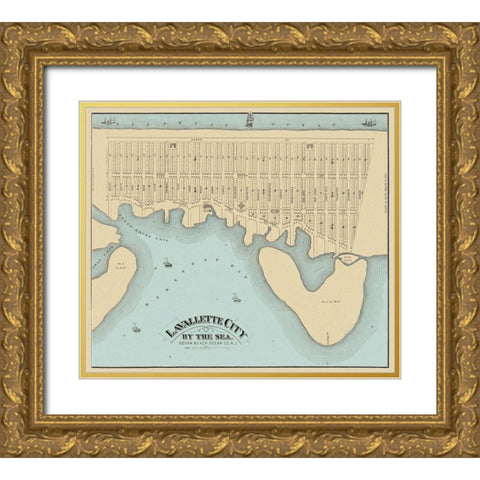 Lavallette City, Squann Beach New Jersey Gold Ornate Wood Framed Art Print with Double Matting by Irons