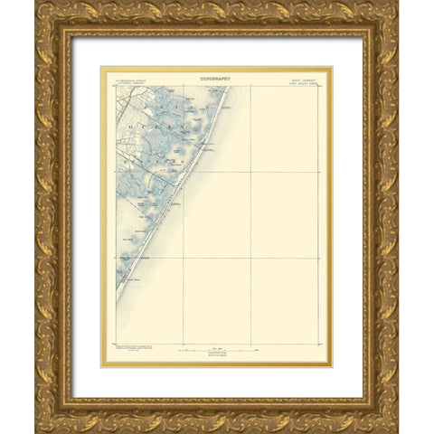 Long Beach New Jersey Sheet - USGS 1883 Gold Ornate Wood Framed Art Print with Double Matting by USGS