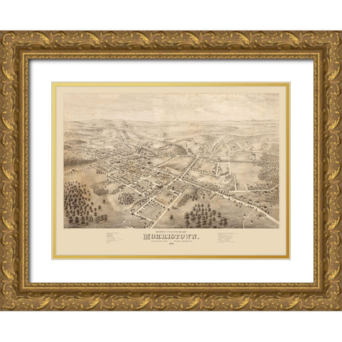 Morristown New Jersey -1876 Gold Ornate Wood Framed Art Print with Double Matting by Unknown