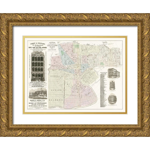 Newark New Jersey - Holbrooks 1879  Gold Ornate Wood Framed Art Print with Double Matting by Holbrooks