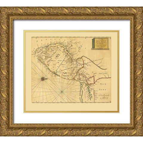 New Jersey - Thornton 1706  Gold Ornate Wood Framed Art Print with Double Matting by Thornton