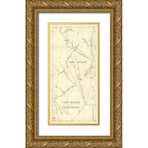 New Jersey -1775 Gold Ornate Wood Framed Art Print with Double Matting by Unknown