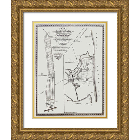 Point Pleasant New Jersey Landowner - Corlies 1858 Gold Ornate Wood Framed Art Print with Double Matting by Corlies