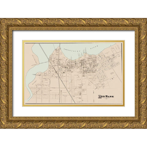Red Bank New Jersey Landowner - Woolman 1878 Gold Ornate Wood Framed Art Print with Double Matting by Woolman