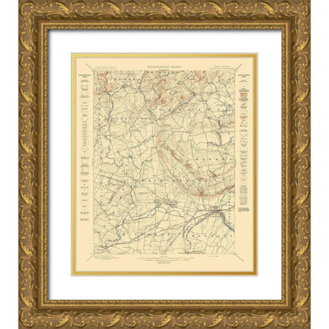 Somerville New Jersey Quad - USGS 1898 Gold Ornate Wood Framed Art Print with Double Matting by USGS