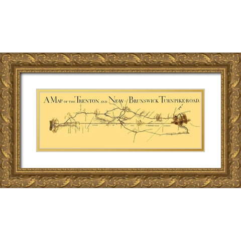 Trenton and New Brunswick Turnpike - 1800 Gold Ornate Wood Framed Art Print with Double Matting by Unknown