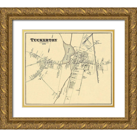 Tuckerton New Jersey Landowner - Woolman 1878 Gold Ornate Wood Framed Art Print with Double Matting by Woolman