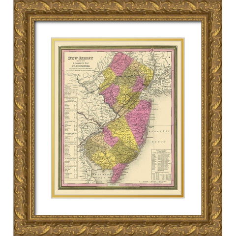 New Jersey - Mitchell 1846 Gold Ornate Wood Framed Art Print with Double Matting by Mitchell