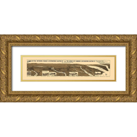 New Jersey Electric Railway Companies 1894 Gold Ornate Wood Framed Art Print with Double Matting by Morrisse