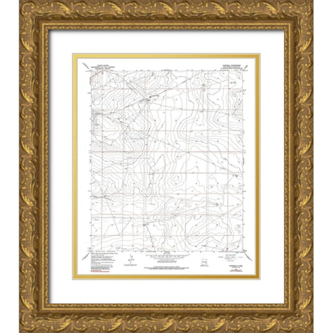 Campbell New Mexico Quad - USGS 1967 Gold Ornate Wood Framed Art Print with Double Matting by USGS