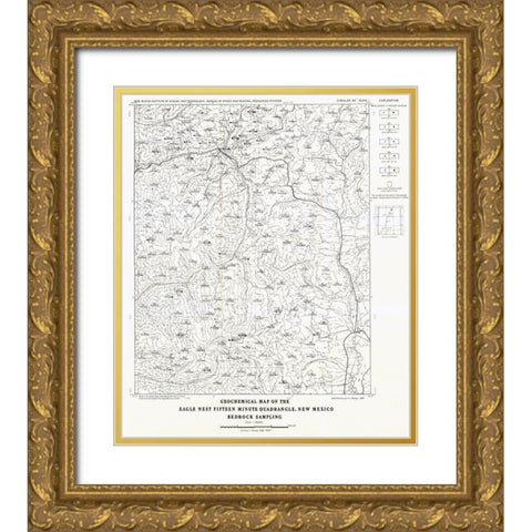 Eagle Nest Quad Bedrock New Mexico Mines Gold Ornate Wood Framed Art Print with Double Matting by Clark