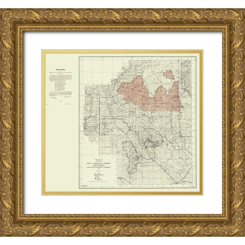 Gila National Forest New Mexico - Elliot 1931 Gold Ornate Wood Framed Art Print with Double Matting by Elliot