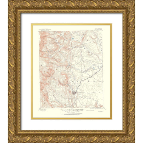 Las Vegas New Mexico Sheet - USGS 1953 Gold Ornate Wood Framed Art Print with Double Matting by USGS