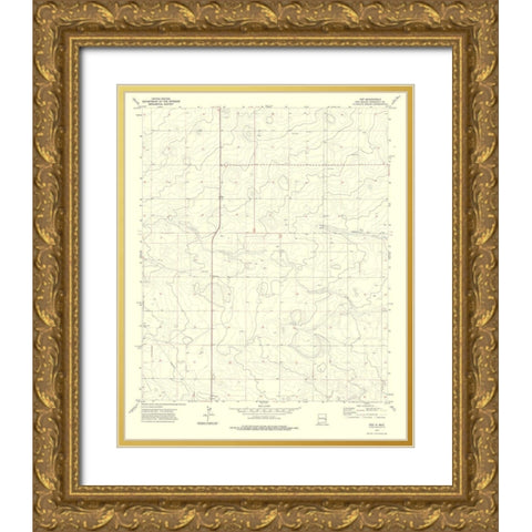 Pep New Mexico Quad - USGS 1972 Gold Ornate Wood Framed Art Print with Double Matting by USGS