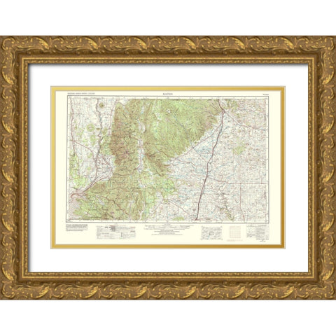 Raton Colorado New Mexico Sheet - USGS 1977 Gold Ornate Wood Framed Art Print with Double Matting by USGS