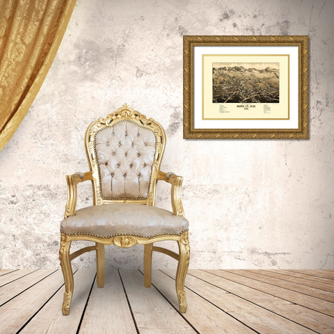 Santa Fe New Mexico - Stoner 1892 Gold Ornate Wood Framed Art Print with Double Matting by Stoner