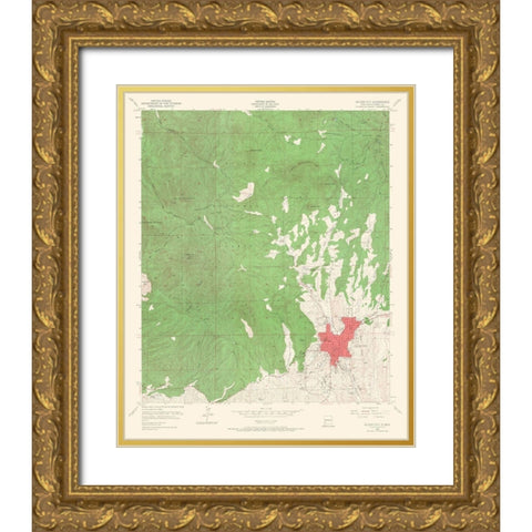 Silver City New Mexico Quad - USGS 1950 Gold Ornate Wood Framed Art Print with Double Matting by USGS