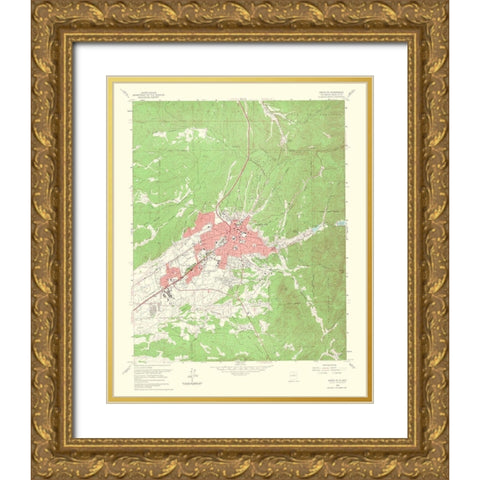 Santa Fe New Mexico Quad - USGS 1964 Gold Ornate Wood Framed Art Print with Double Matting by USGS