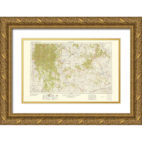 Santa Fe New Mexico Quad - USGS 1958 Gold Ornate Wood Framed Art Print with Double Matting by USGS