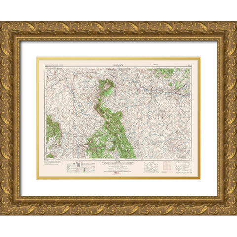 Shiprock New Mexico Quad - USGS 1954 Gold Ornate Wood Framed Art Print with Double Matting by USGS