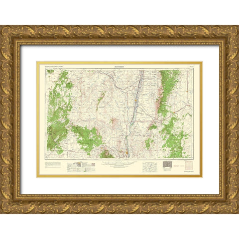 Socorro New Mexico Quad - USGS 1962 Gold Ornate Wood Framed Art Print with Double Matting by USGS