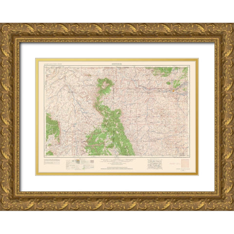 Shiprock New Mexico Quad - USGS 1963 Gold Ornate Wood Framed Art Print with Double Matting by USGS