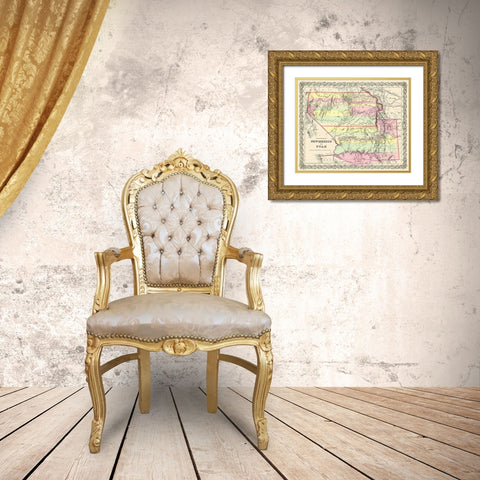 New Mexico, Utah Territories - Colton 1856 Gold Ornate Wood Framed Art Print with Double Matting by Colton