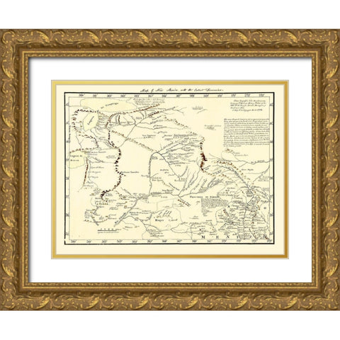 New Mexico Territory - de Miera y Pacheco 1778 Gold Ornate Wood Framed Art Print with Double Matting by de Miera y Pacheco