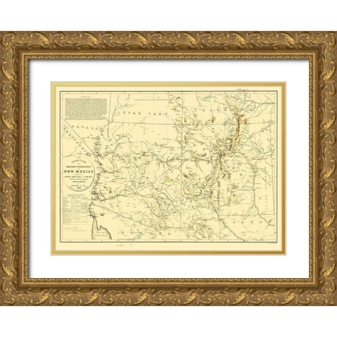 New Mexico Territory New Mexico Arizona Gold Ornate Wood Framed Art Print with Double Matting by Dougal