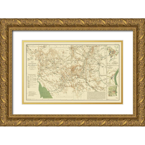 New Mexico Military Department - Carleton 1864 Gold Ornate Wood Framed Art Print with Double Matting by Carleton