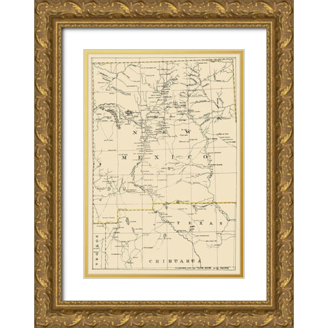 New Mexico - Holdredge 1866 Gold Ornate Wood Framed Art Print with Double Matting by Holdredge