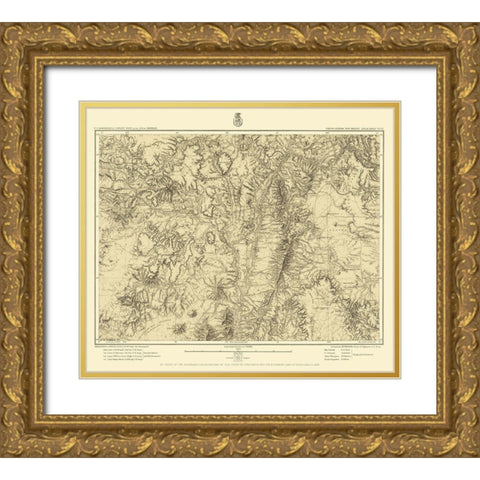 New Mexico Central New Mexico Sheet - US Army 1882 Gold Ornate Wood Framed Art Print with Double Matting by US Army