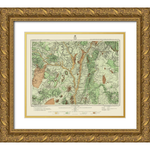 Central New Mexico Land Classification Sheet Gold Ornate Wood Framed Art Print with Double Matting by US Army
