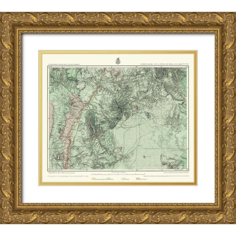 Central New Mexico Economic Sheet - US Army 1877 Gold Ornate Wood Framed Art Print with Double Matting by US Army