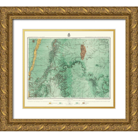 Central New Mexico Land Classification Sheet Gold Ornate Wood Framed Art Print with Double Matting by US Army