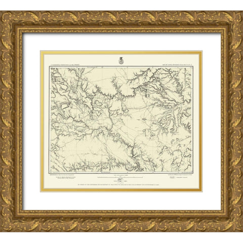 New Mexico Central New Mexico Sheet - US Army 1877 Gold Ornate Wood Framed Art Print with Double Matting by US Army