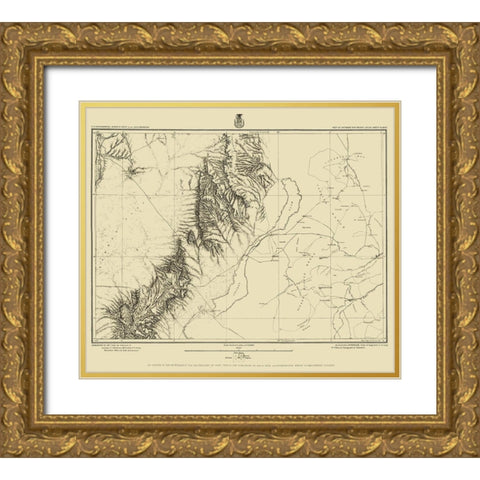 New Mexico 1 of 2 Sheet - US Army 1877 Gold Ornate Wood Framed Art Print with Double Matting by US Army