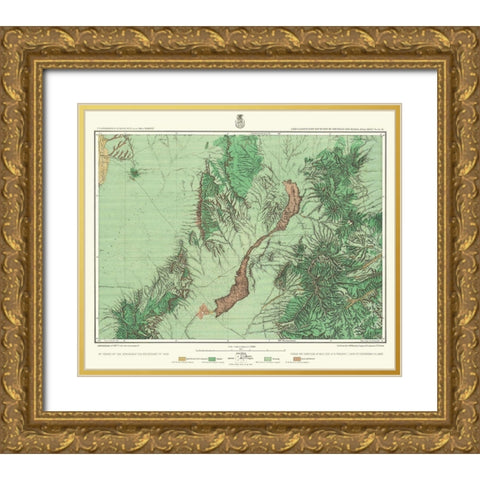 South New Mexico Land Classification Sheet Gold Ornate Wood Framed Art Print with Double Matting by US Army
