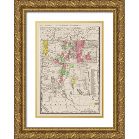 New Mexico - Rand McNally 1897 Gold Ornate Wood Framed Art Print with Double Matting by Rand McNally
