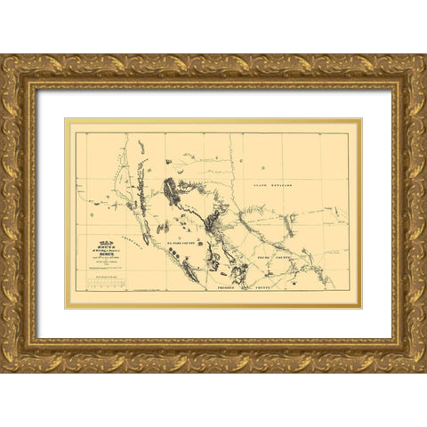 New Mexico Route - Moore 1869 Gold Ornate Wood Framed Art Print with Double Matting by Moore