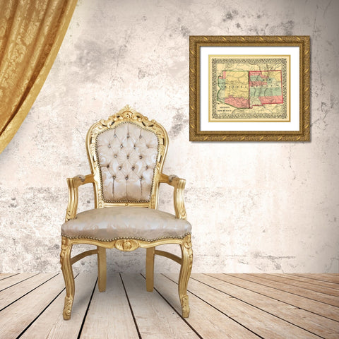 New Mexico, Arizona - Mitchell 1867 Gold Ornate Wood Framed Art Print with Double Matting by Mitchell