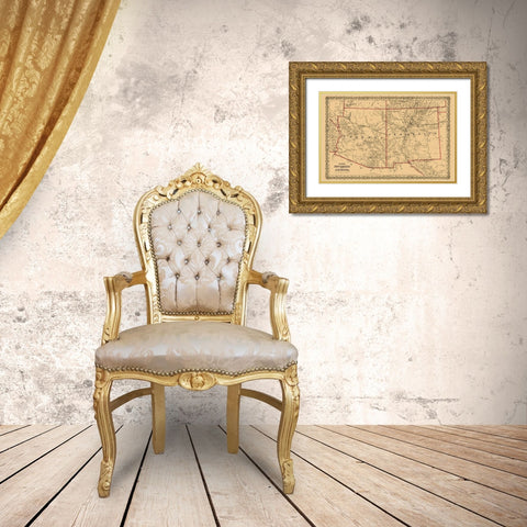 New Mexico, Arizona - Colton 1873 Gold Ornate Wood Framed Art Print with Double Matting by Colton
