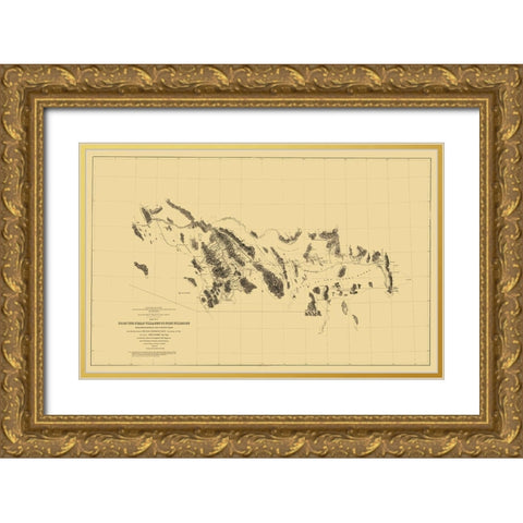 Pimas Villages to Fort Fillmore Route - Parke 1855 Gold Ornate Wood Framed Art Print with Double Matting by Parke
