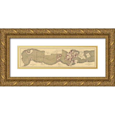 Atlantic and Pacific Railroad - 1883 Gold Ornate Wood Framed Art Print with Double Matting by Unknown