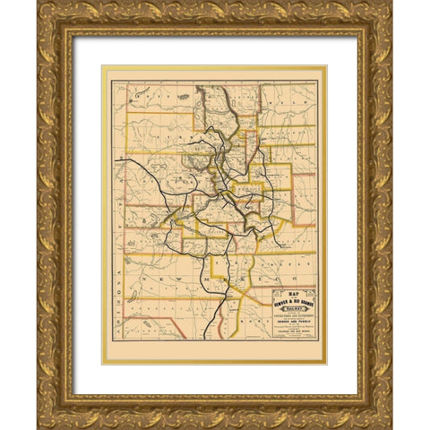 Denver and Rio Grande Railway - Palmer 1881 Gold Ornate Wood Framed Art Print with Double Matting by Palmer