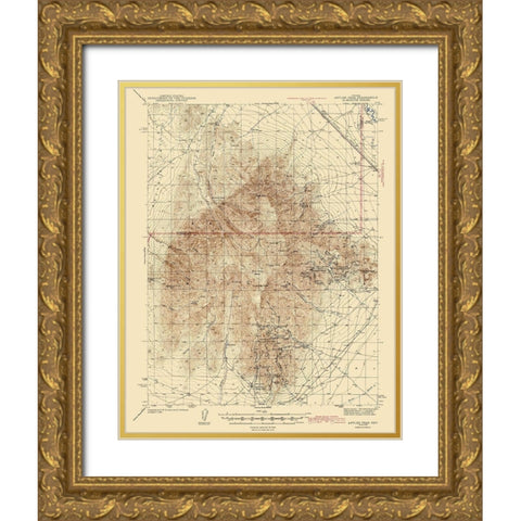 Antler Nevada Quad - USGS 1943 Gold Ornate Wood Framed Art Print with Double Matting by USGS