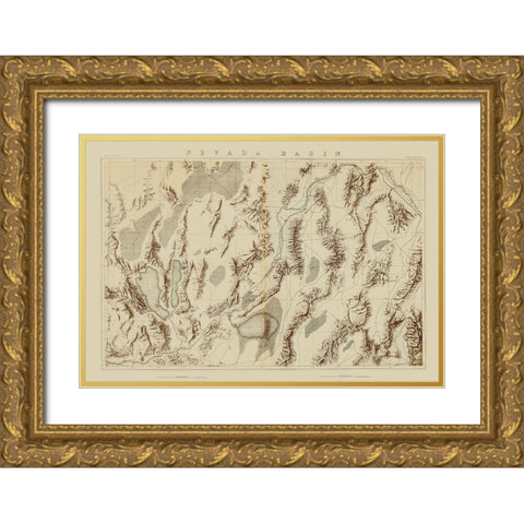Nevada Basin Nevada - King 1876 Gold Ornate Wood Framed Art Print with Double Matting by King